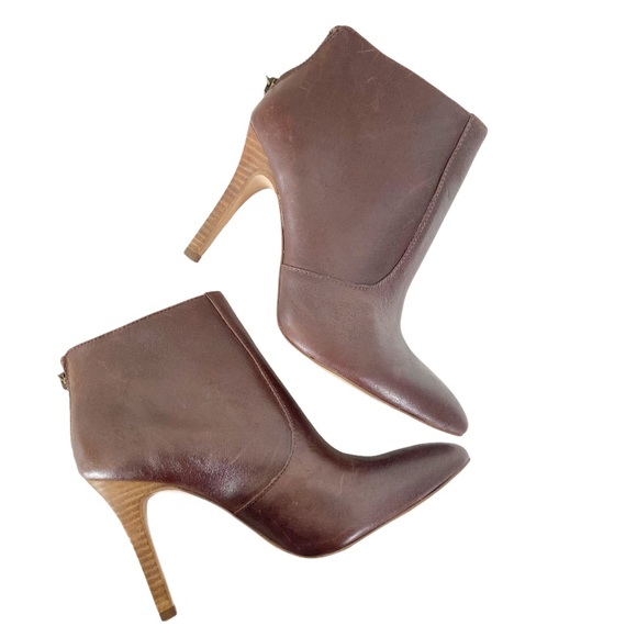 Madewell Shoes - Madewell Jules Leather Burgundy Heel Point Booties